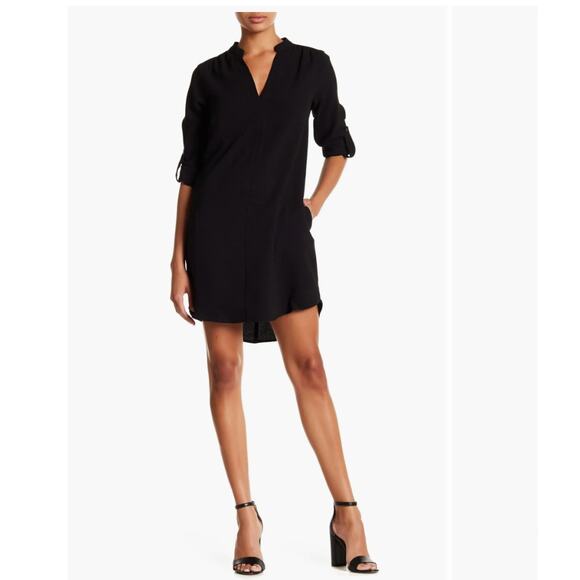Nordstroms Lush Peacoat Navy Novak Split Neck 3/4 Sleeve Dress - SIZE M - Picture 3 of 9